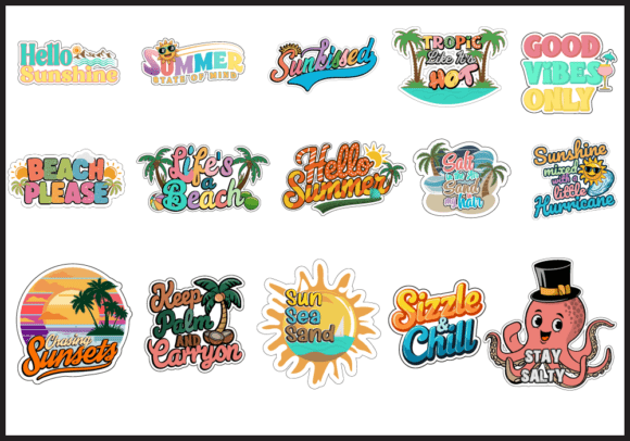Download Summer Sticker Bundle, Beach Stickers - Beach sticker Collection