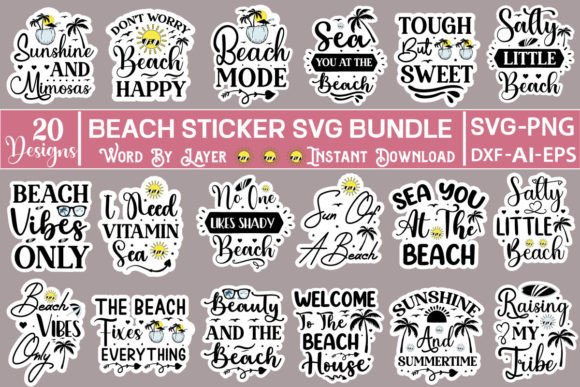 Download Beach Sticker SVG Bundle - Beach sticker Collection