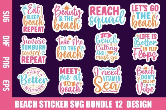 Download Beach Sticker SVG Bundle - Beach sticker Collection