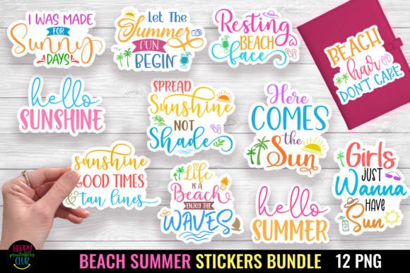 Download Beach Stickers Bundle I Summer Stickers - Beach sticker Collection